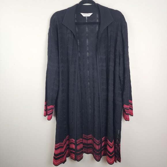 Exclusively Misook XL bundle open front cardigan Pink Black - Picture 9 of 14